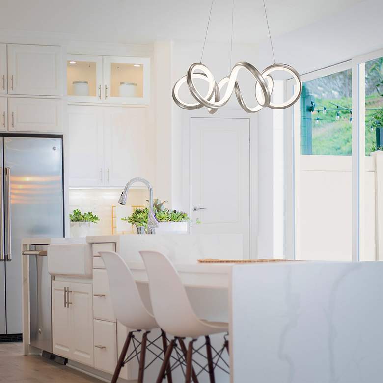 Image 1 WAC Mamba 26" Wide Brushed Nickel LED Pendant Light in scene