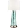 82Y90 - Blue Mercury Glass Table Lamp with Brushed Nickel Base 2USB 1Outlet