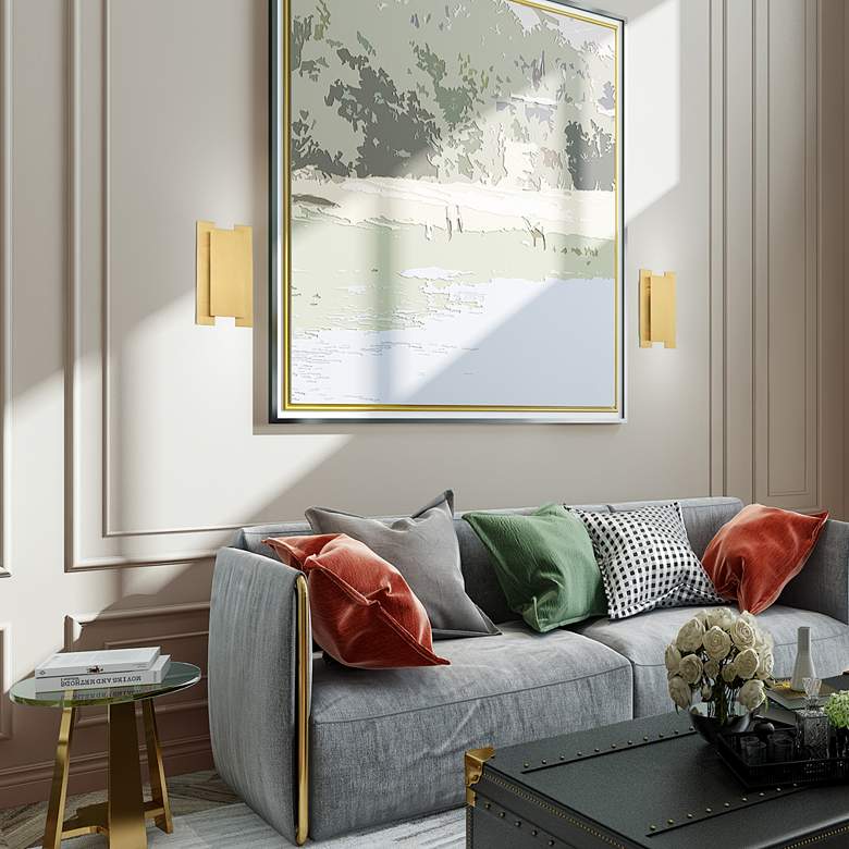 Image 1 Varick 14" High Satin Brass Metal Wall Sconce in scene