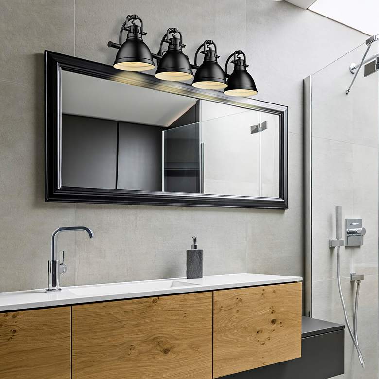 Image 1 Golden Lighting Duncan 33 1/2" Wide Matte Black 4-Light Bath Light in scene