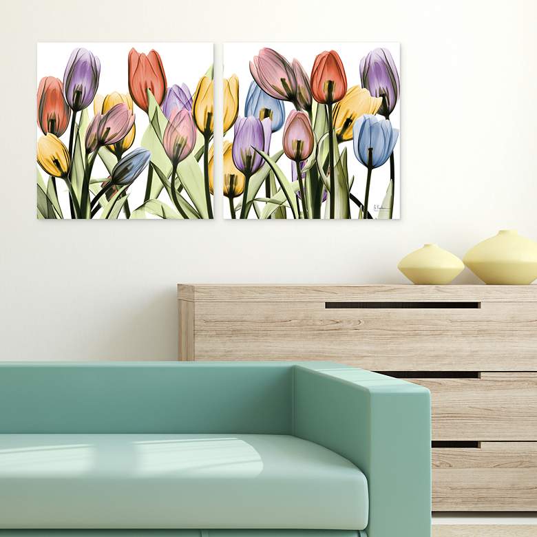 Image 1 Tulip Scape 48" Wide 2-Piece Tempered Glass Wall Art Set in scene