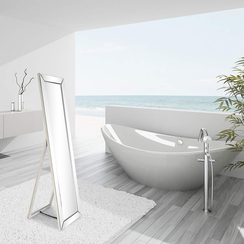 Image 1 Moderno Beveled 18" x 64" Rectangular Cheval Mirror in scene
