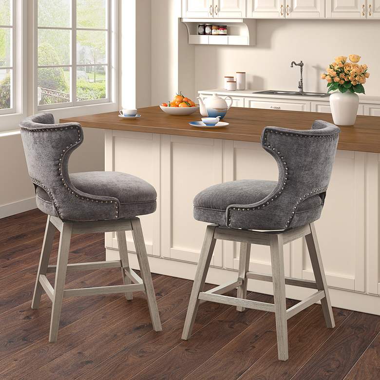 Image 1 Janet 25 3/4" High Charcoal Fabric Swivel Counter Stool in scene