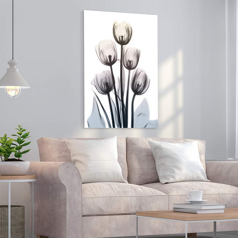 Image 1 Springing Tulips 48" High Tempered Glass Graphic Wall Art in scene