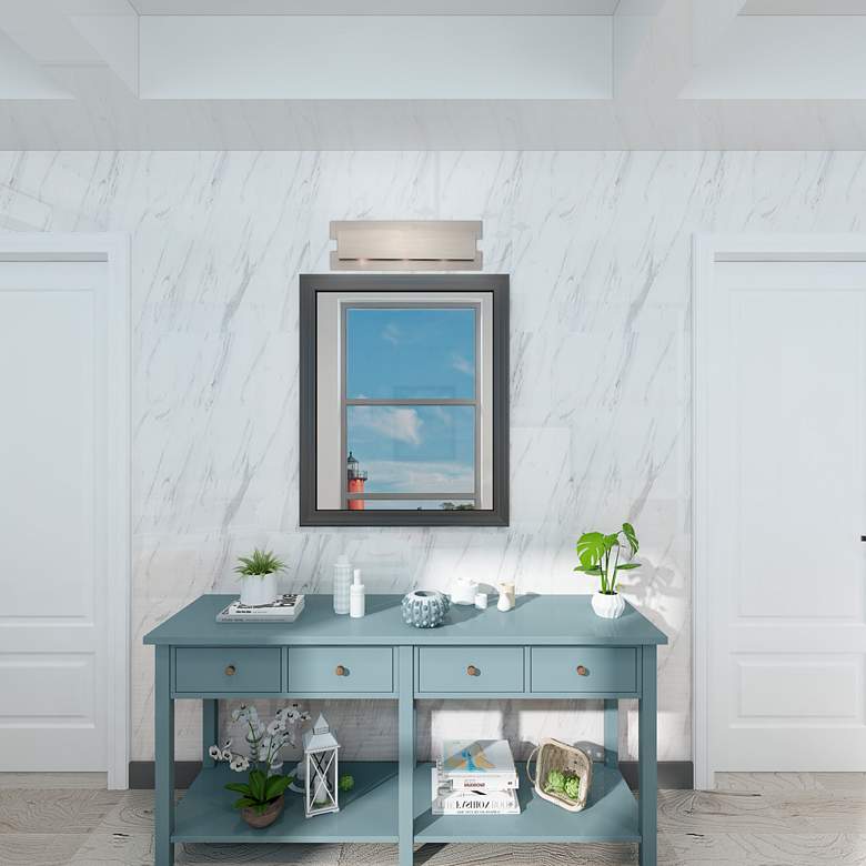 Image 1 Varick 23 3/4"W Brushed Nickel 3-Light Bathroom Vanity Light in scene