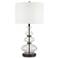 83K90 - Dark Bronze and Clear Glass Table Lamp with 2 Outlets and 2 USBs