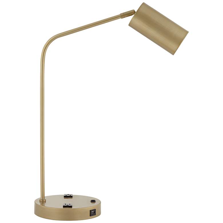 Image 5 83M81 - Antique Brass Desk Lamp with 2 Outlets and 2 USB more views