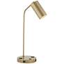 83M81 - Antique Brass Desk Lamp with 2 Outlets and 2 USB