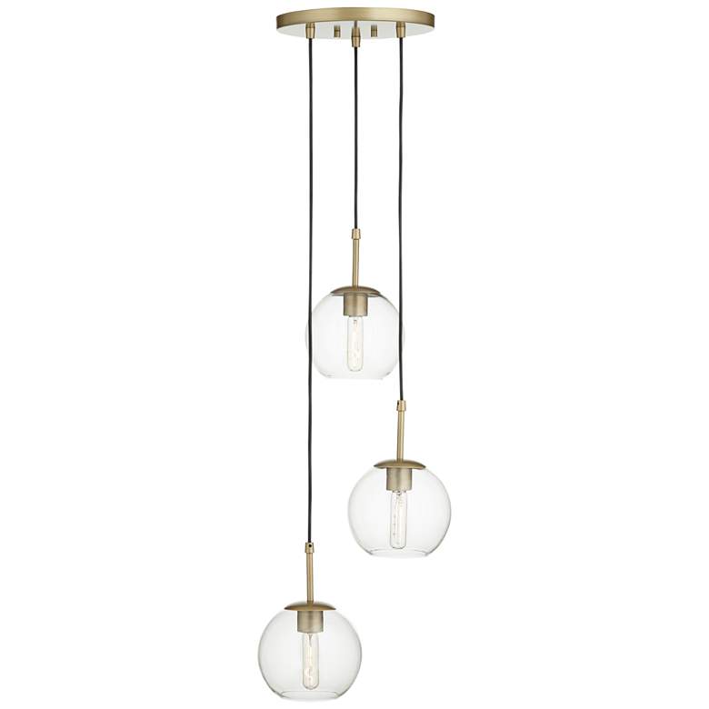Image 1 83M87 - 3-light Brass Pendant with Clear Glass Globe