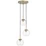 83M87 - 3-light Brass Pendant with Clear Glass Globe