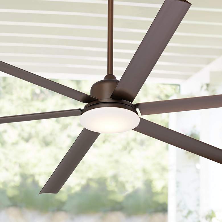 Image 1 84" Casa Arcade Bronze Damp Rated LED Large Ceiling Fan with Remote