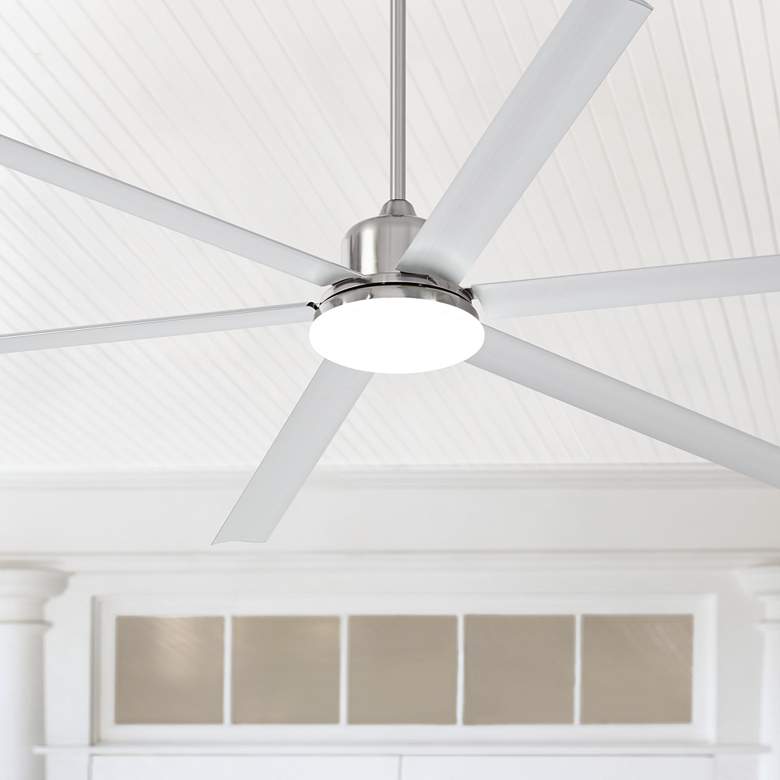 Image 1 84 inch Casa Arcade Brushed Nickel Damp Rated LED Ceiling Fan with Remote
