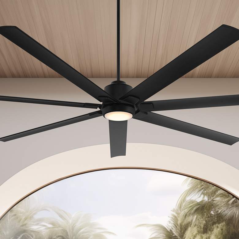 Image 1 84" Casa Vieja Airbender Matte Black LED Ceiling Fan with Remote