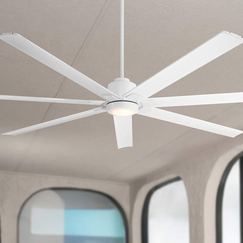 Image 1 84" Casa Vieja Airbender Matte White LED Ceiling Fan with Remote