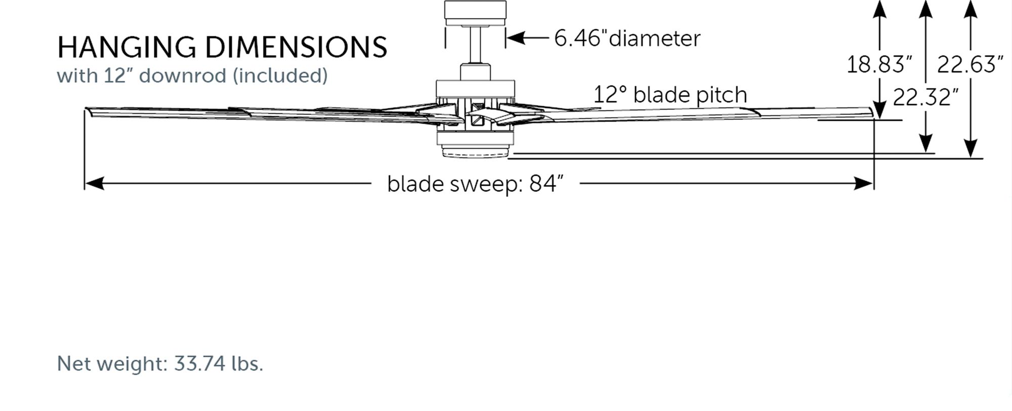 84" Fanimation Odyn Black CCT LED Wet Smart Ceiling Fan