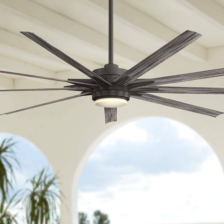 Image 1 84 inch Fanimation Odyn Greige CCT LED Wet Large Smart Ceiling Fan