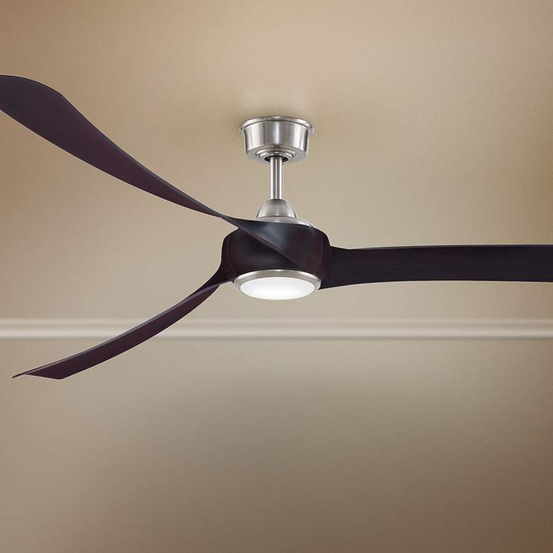 Image 1 84 inch Fanimation Wrap Brushed Nickel LED Damp Smart Ceiling Fan
