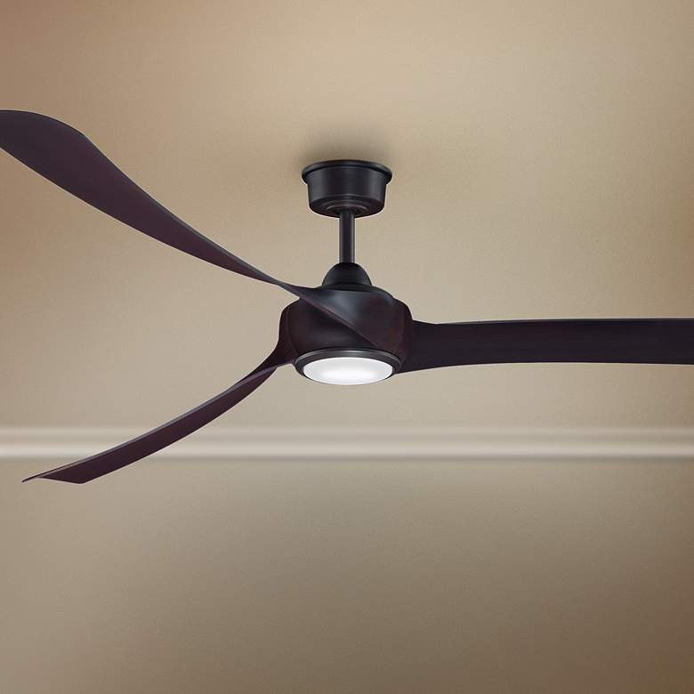 Image 1 84 inch Fanimation Wrap Dark Bronze LED Damp Smart Ceiling Fan