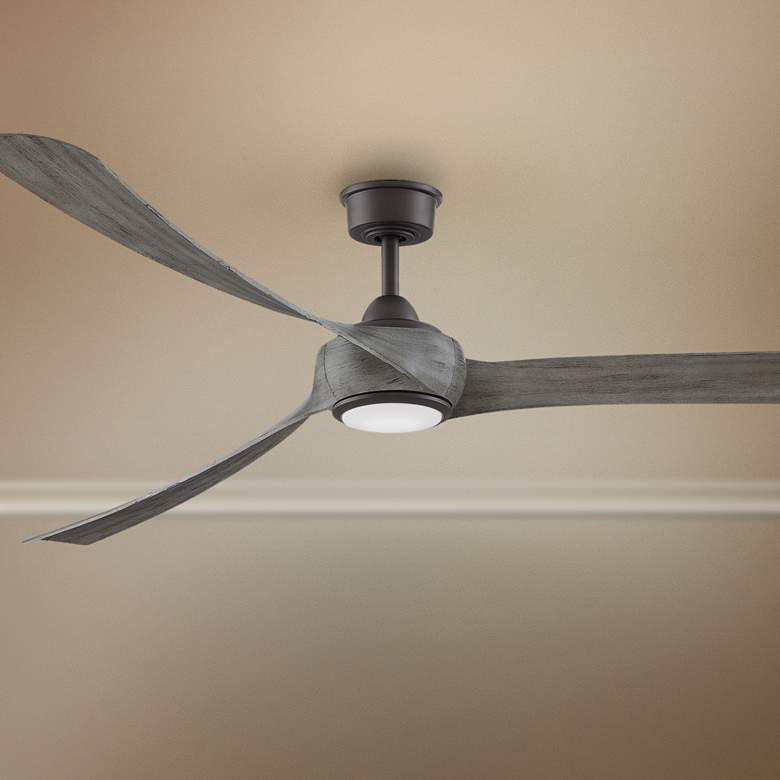 Image 1 84" Fanimation Wrap Matte Greige LED Damp Smart Ceiling Fan
