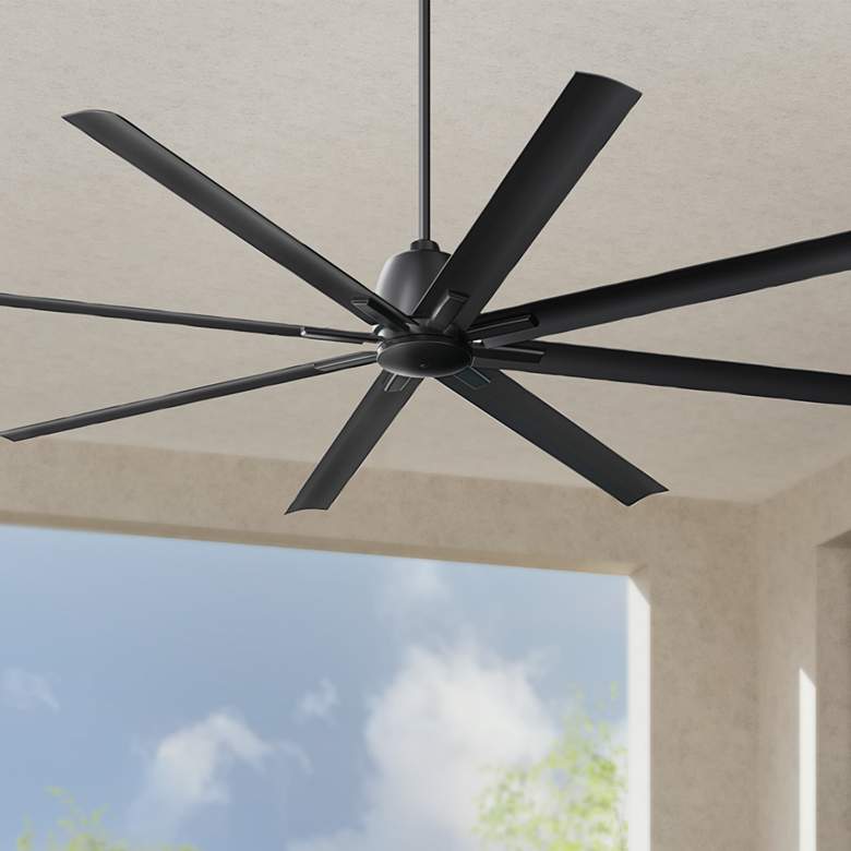 Image 2 84 inch Kichler Breda Satin Black Large Outdoor Ceiling Fan with Remote