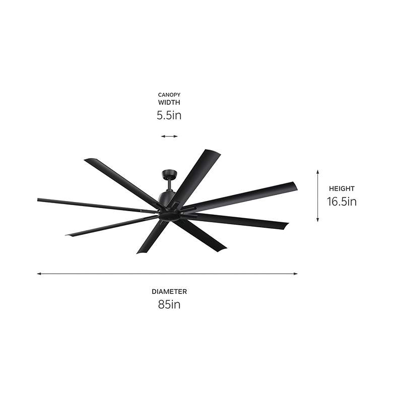 Image 6 84" Kichler Breda Satin Black Large Outdoor Ceiling Fan with Remote more views