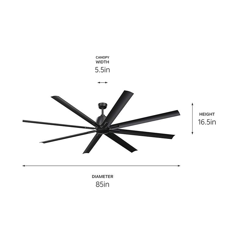 Image 7 84 inch Kichler Breda Satin Black Large Outdoor Ceiling Fan with Remote more views