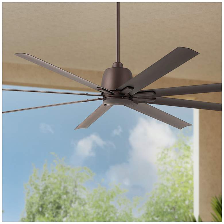 Image 1 84" Kichler Breda Satin Bronze Large Outdoor Ceiling Fan with Remote