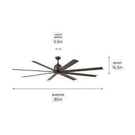 Image5 of 84" Kichler Breda Satin Bronze Large Outdoor Ceiling Fan with Remote more views