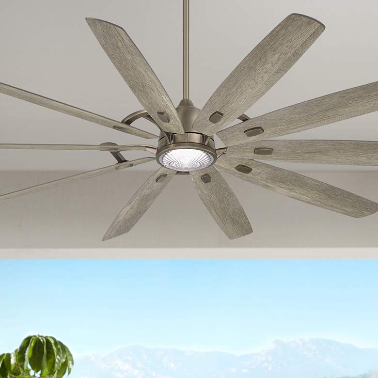 Image 1 84" Minka Aire Barn H2O Burnished Nickel Outdoor LED Smart Ceiling Fan