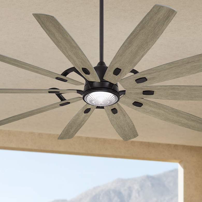 Image 1 84 inch Minka Aire Barn H2O Coal Large Outdoor LED Smart Ceiling Fan