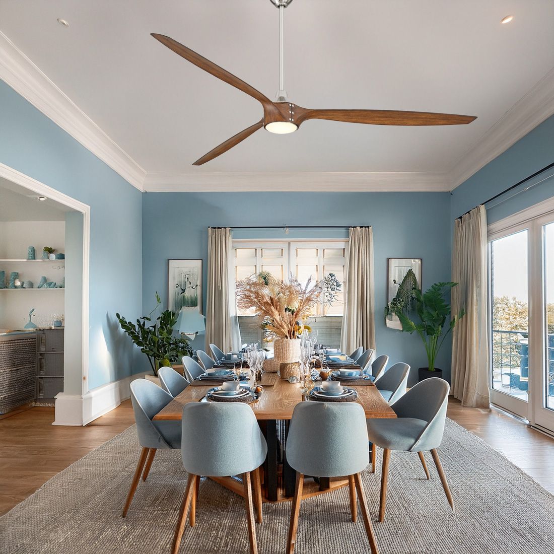 Image 4 84" Minka Aire Pierce Brushed Nickel LED Smart Ceiling Fan more views