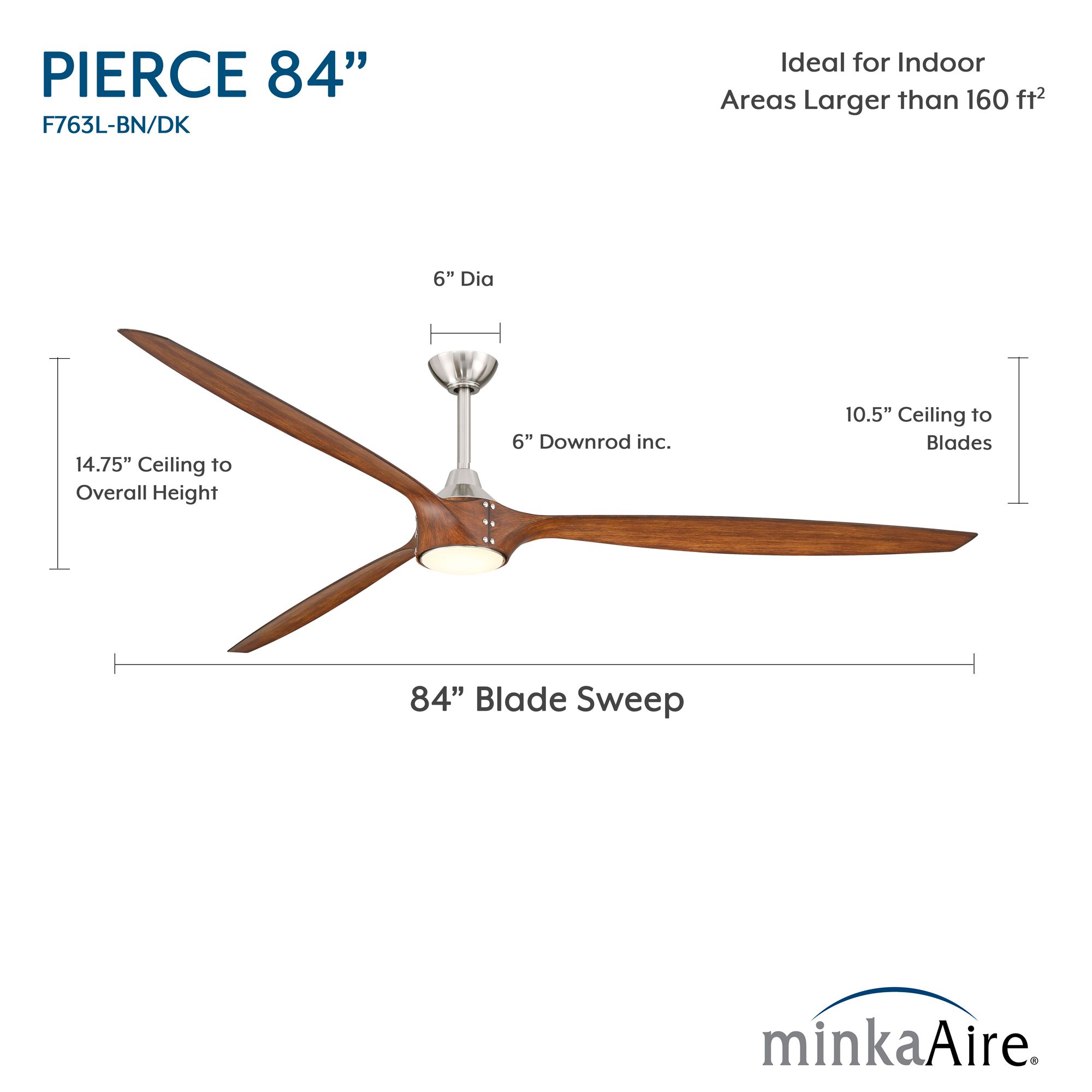 84" Minka Aire Pierce Brushed Nickel LED Smart Ceiling Fan