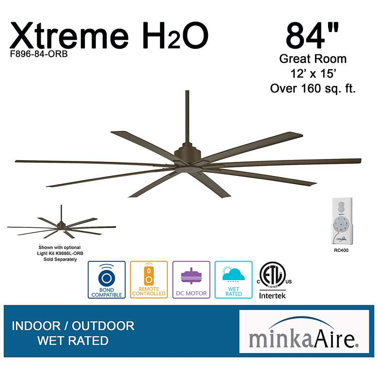 Image 7 84" Minka Aire Xtreme H2O Bronze Wet Large Ceiling Fan with Remote more views