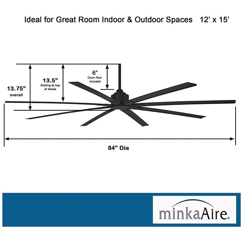 Image 5 84" Minka Aire Xtreme H2O Coal Wet Ceiling Fan with Remote Control more views