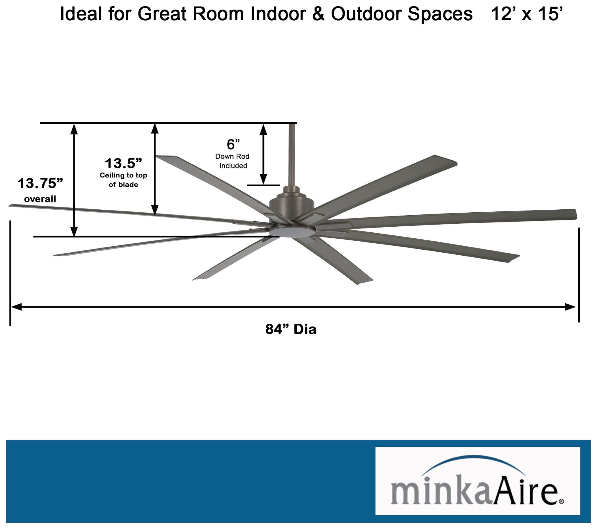 84" Minka Aire Xtreme H2O Iron Wet Ceiling Fan with Remote Control