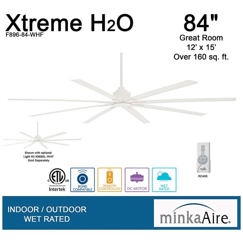 Image 5 84" Minka Aire Xtreme H2O White Wet Rated Large Fan with Remote more views