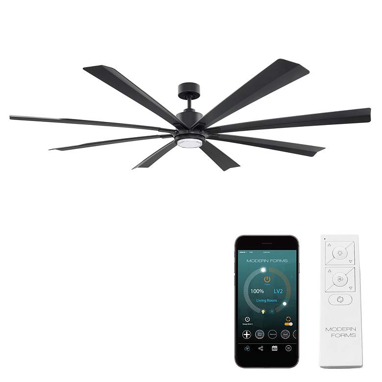 Image 1 84" Modern Forms Size Matters Matte Black Wet LED Smart Fan with Remot