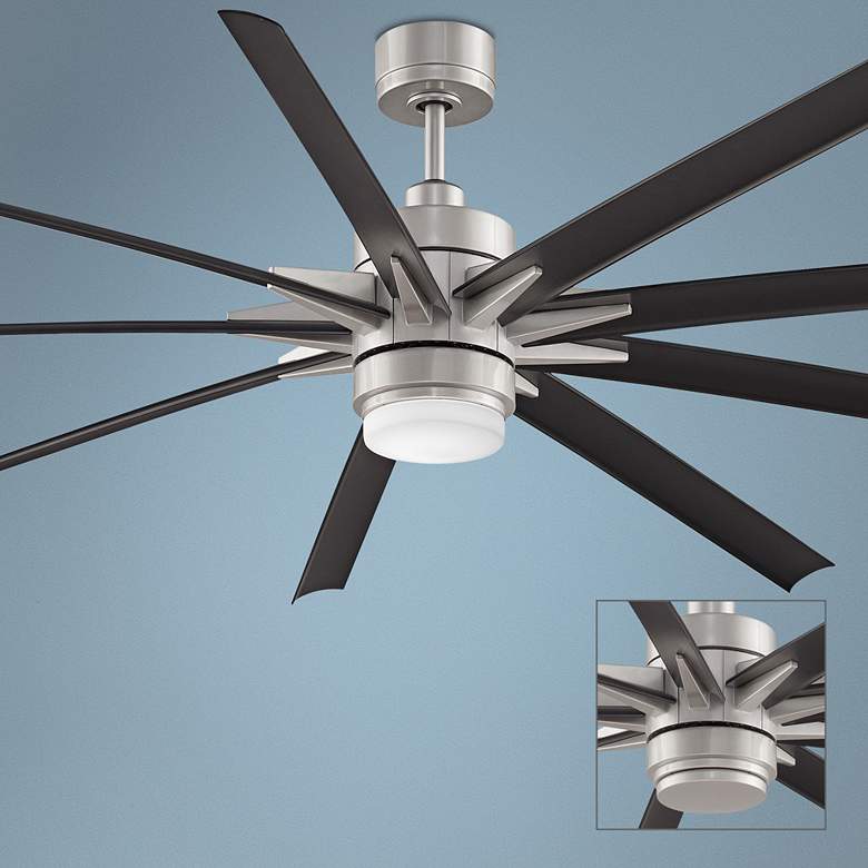 Image 1 84 inch Odyn Brushed Nickel - Black LED Outdoor Ceiling Fan