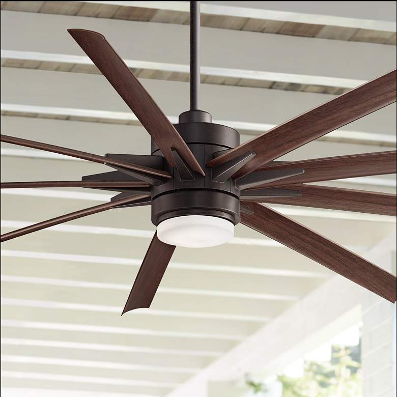 Image 1 84 inch Odyn Dark Bronze - Dark Walnut LED Outdoor Ceiling Fan