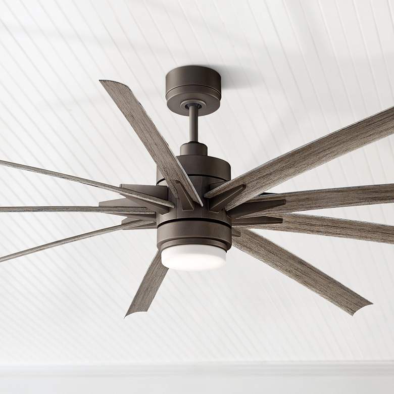 Image 1 84 inch Odyn Matte Greige LED Outdoor Ceiling Fan