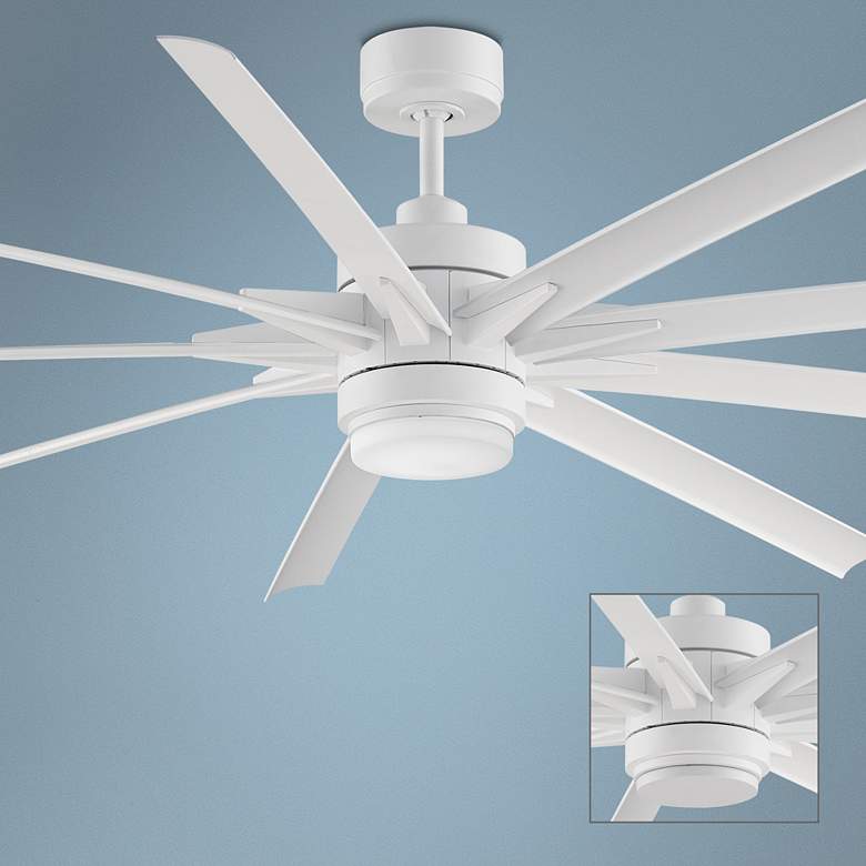 Image 1 84 inch Odyn Matte White LED Outdoor Ceiling Fan