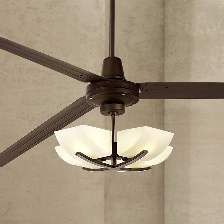 Image 1 84 inch Turbina XL Etched Glass Oil-Rubbed Bronze Ceiling Fan