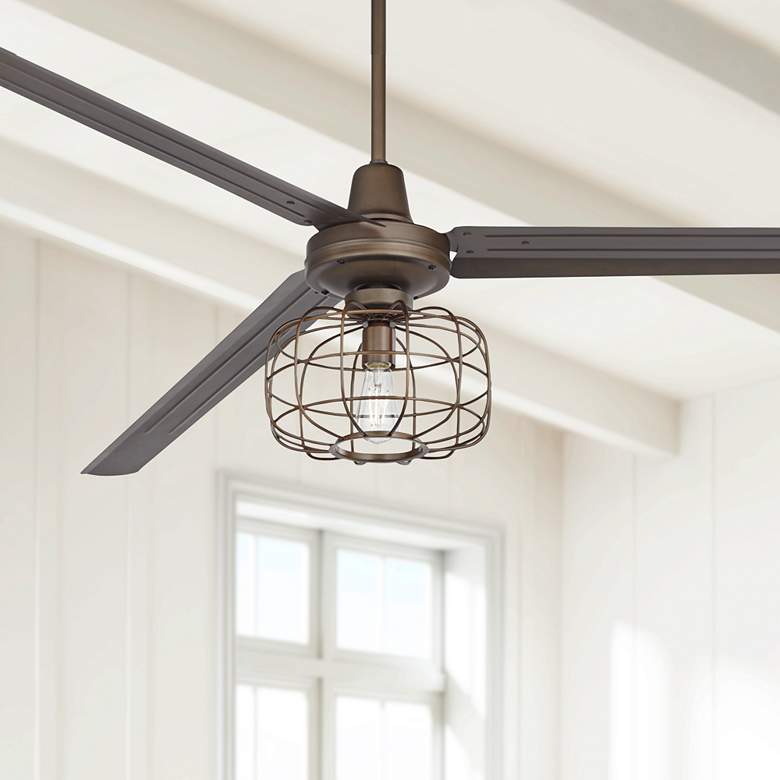 Image 1 84 inch Turbina XL Industrial Bronze DC LED Large Ceiling Fan with Remote