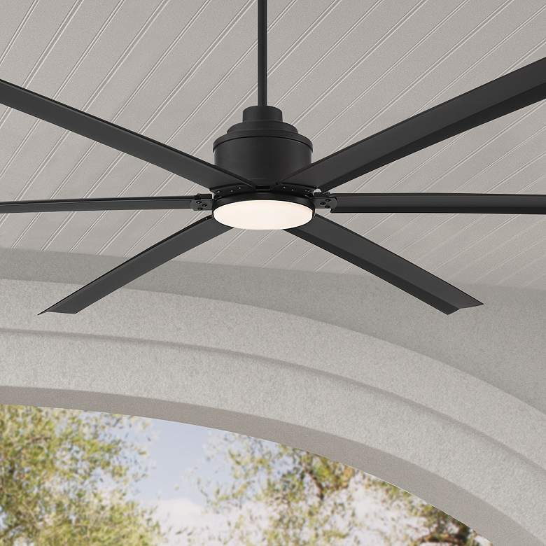 Image 1 84" Ultra Breeze Matte Black LED Wet Rated Ceiling Fan with Remote