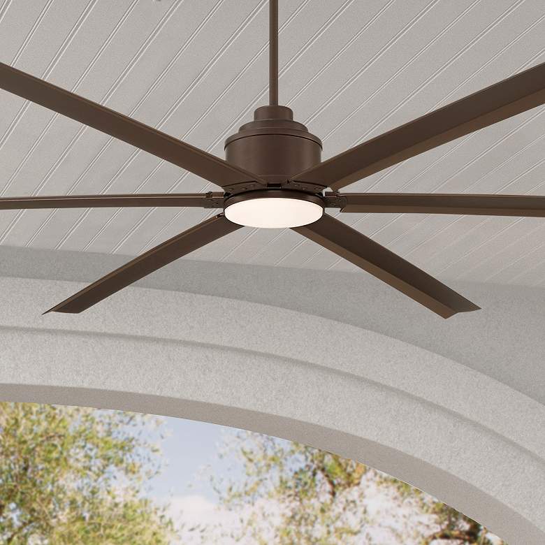 Image 1 84" Ultra Breeze Oil Rubbed Bronze LED Wet Ceiling Fan with Remote
