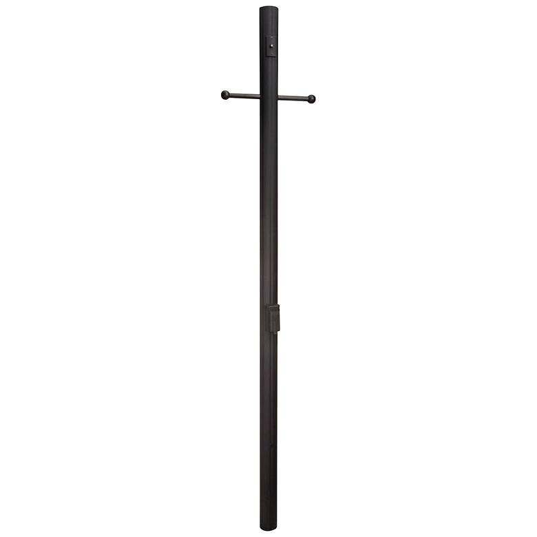 Image 1 84"H Matte Black Direct Burial Fluted Lamp Post