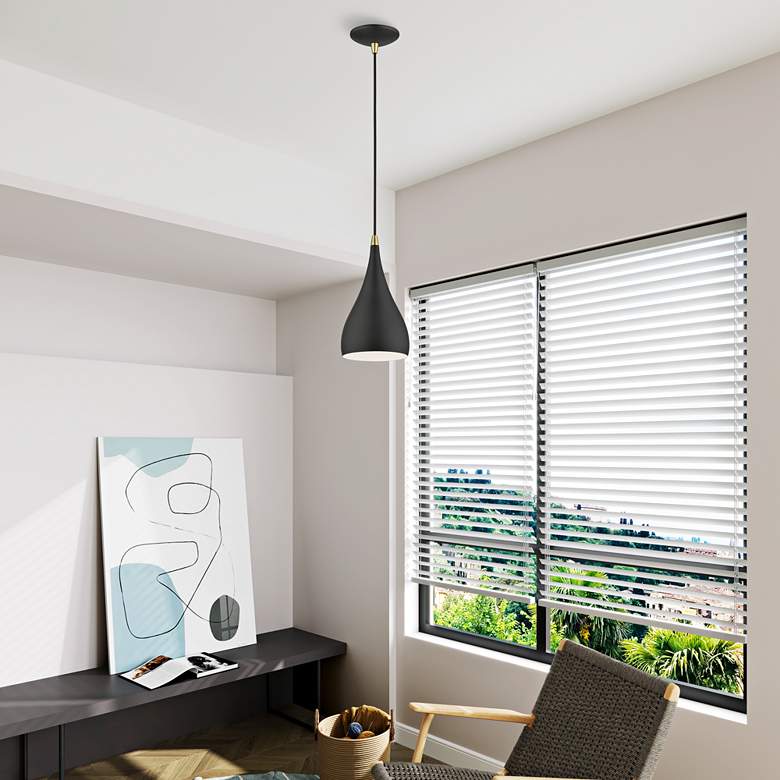 Image 1 Livex Amador 6 1/2" Wide Brass and Textured Black Modern Mini Pendant in scene