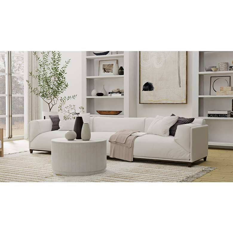 Image 1 Krissa 30" Whitewash Round Mango Wood Coffee Table in scene