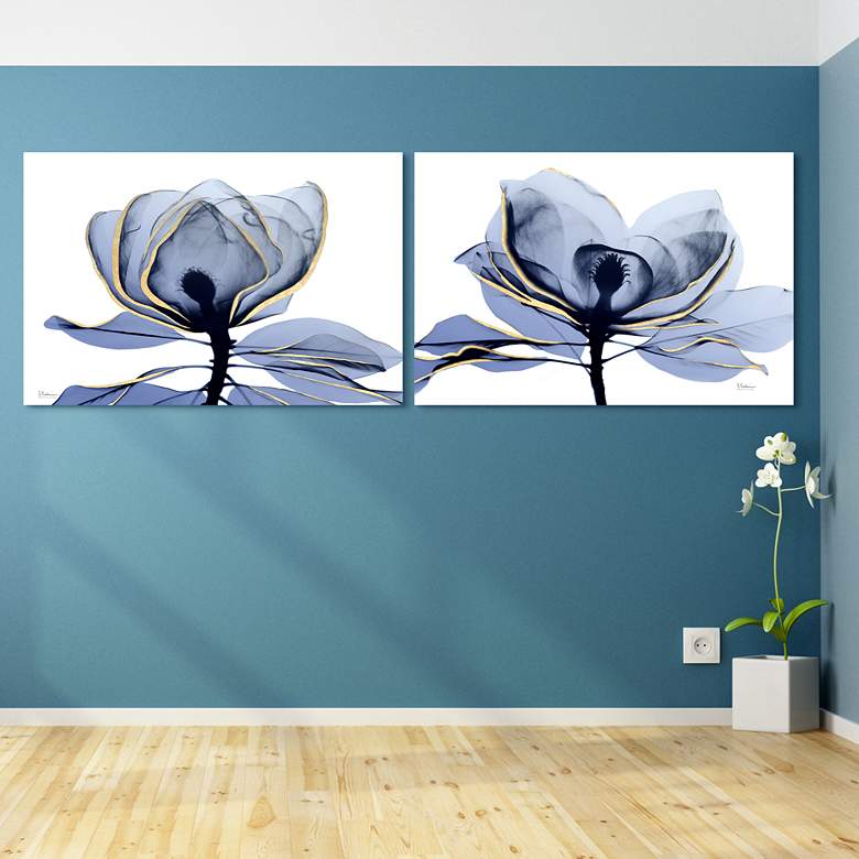 Image 1 Golden Midnight 1 and 2 96" Wide 2-Piece Glass Wall Art Set in scene