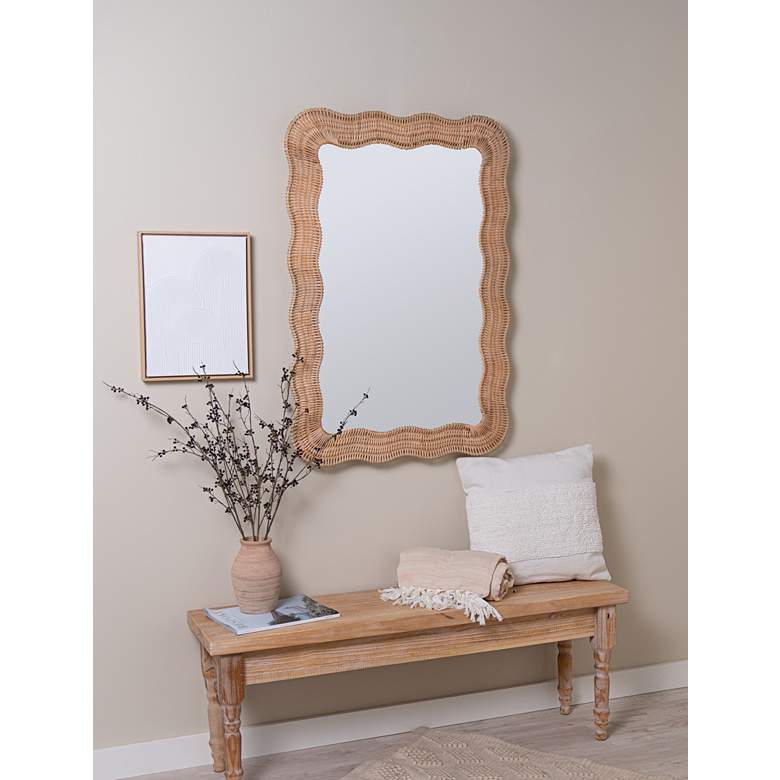 Image 1 Erin Gates Natural Rattan 28" x 40" Scalloped Wall Mirror in scene